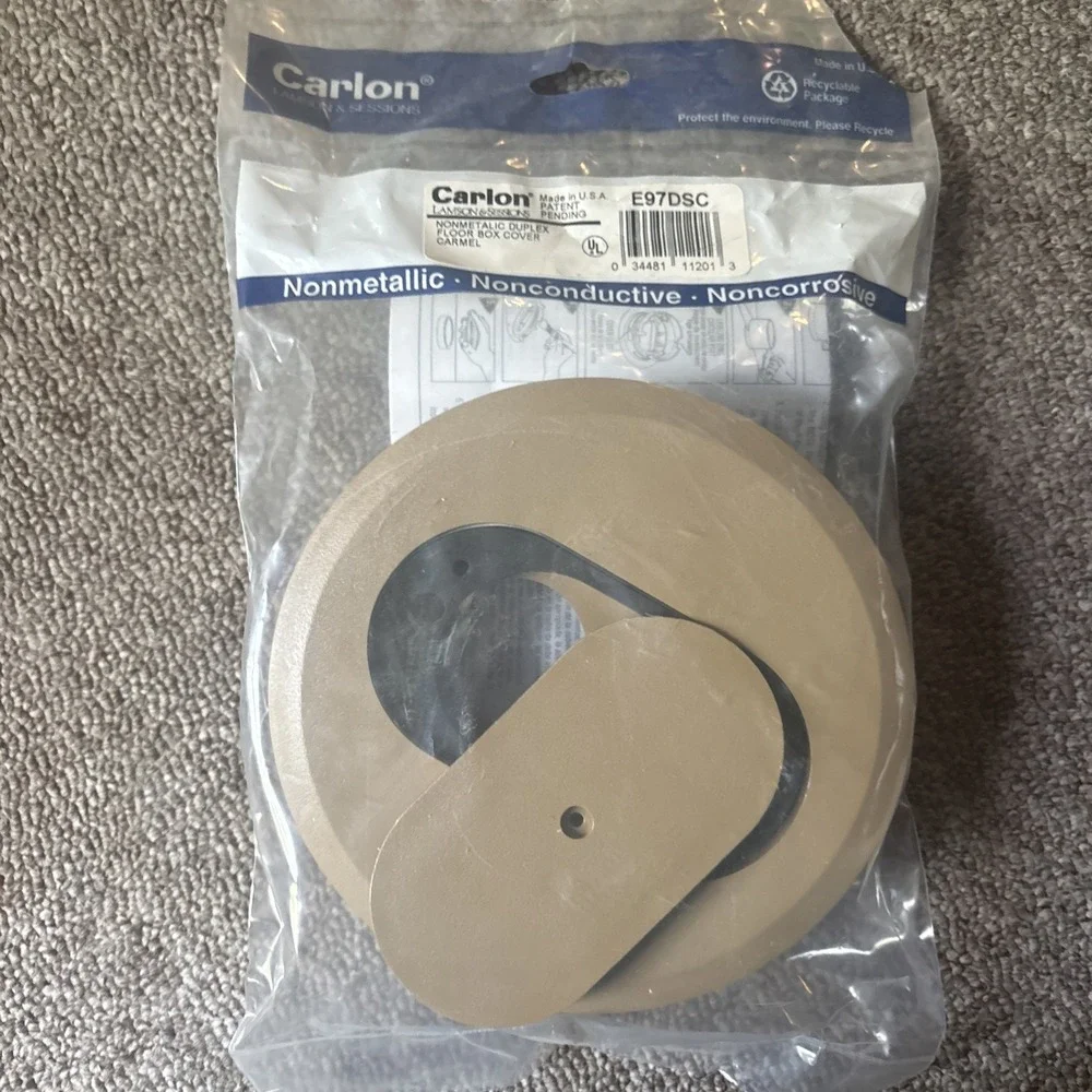 Carlon E97DSC Floor Box Cover Duplex Receptacle, 1-Gang, Brown / Caramel Color